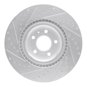 Audi S4 Brake Rotor (1) - Front Right - R1 Concepts - Drilled & Slotted - Silver - `04-`09